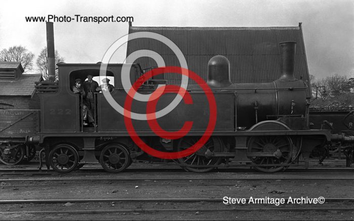 London and South Western Railway "O2" Class 0-4-4 Tank No.222 at an unknown MPD.