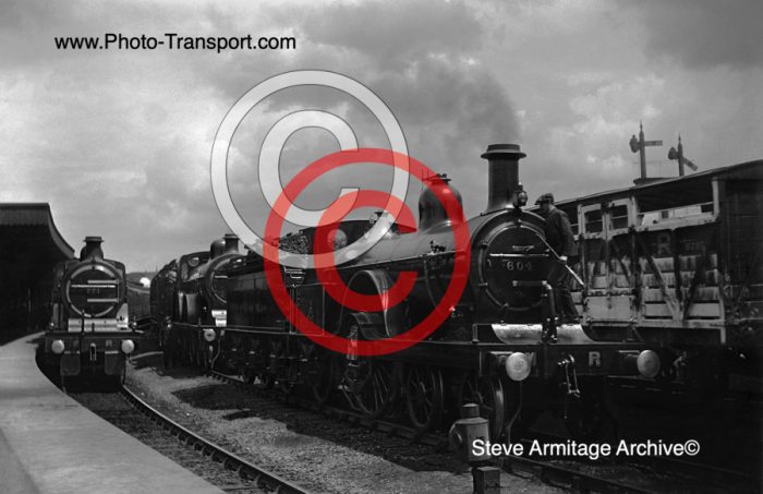 Midland Railway Johnson "Spinner" 4-2-2 No.604 piloting an unidentified compound 4-4-0.