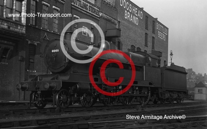 Ex London & North Western Railway "Claughton" Class 4-6-0 No.6005 fitted with R.O.D tender at Kentish Town MPD.