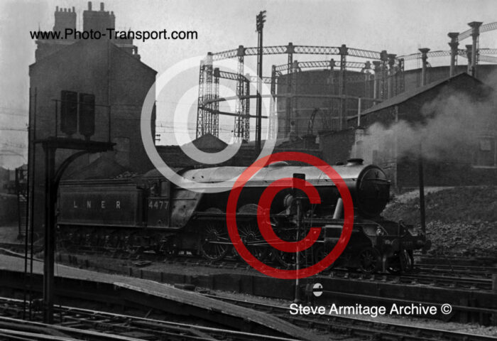 Ex Great Northern Railway "A1" Class 4-6-2 No.4477 "Gay Crusader" at Kings Cross Station London.