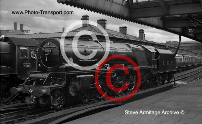 LMS "Princess Coronation" Class 4-6-2 No.6232 "Duchess of Montrose" at Shrewsbury Station,Shropshire in 1938.