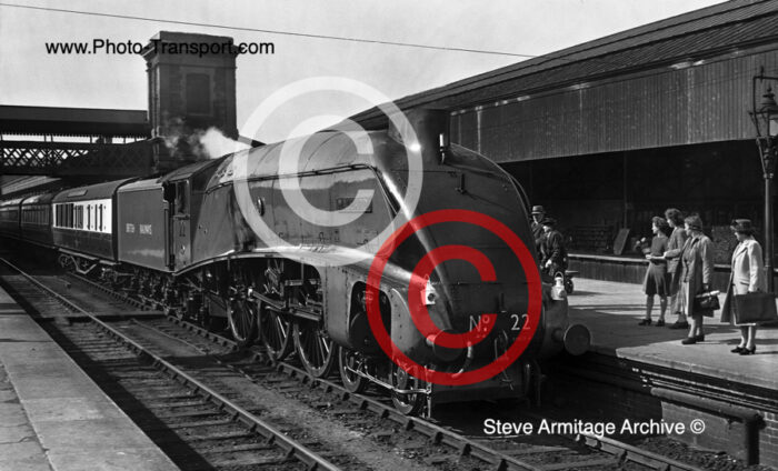 Ex LNER "A4" Class 4-6-2 No.22 "Mallard" at Exeter,St.David`s Station on Tuesday 8.6.1948.