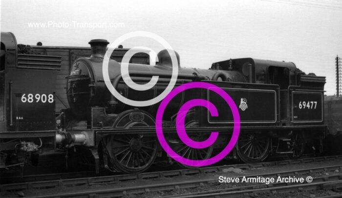 Ex Great Northern Railway "N1" Class 0-6-2 Tank No.69477 at Doncaster on Sunday 10.6.1956.