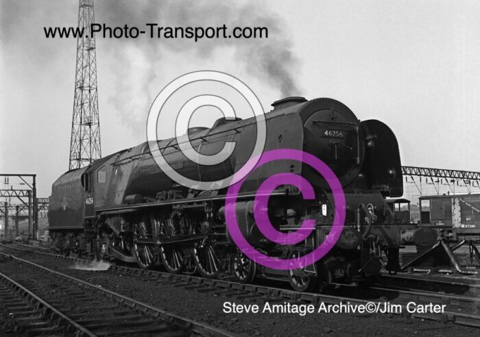 LMS "Princess Coronation" Class 4-6-2 No.46256 "Sir William.A Stanier FRS"  at Crewe MPD.   Photograph circa 1961.