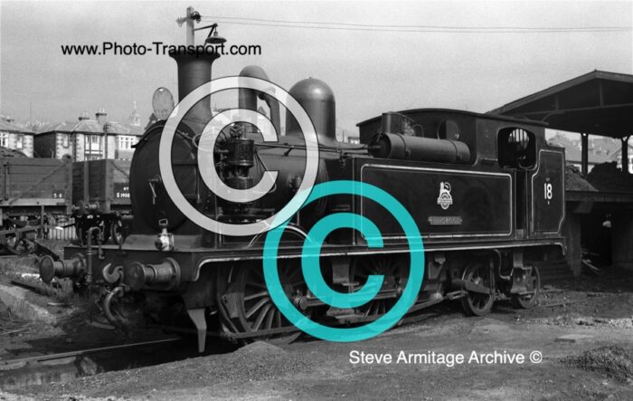 Ex London & South Western Railway "O2" Class 0-4-0Tank No.18 "Ningwood" at Ryde, MPD,I-O-W on Saturday 27.4.1957.