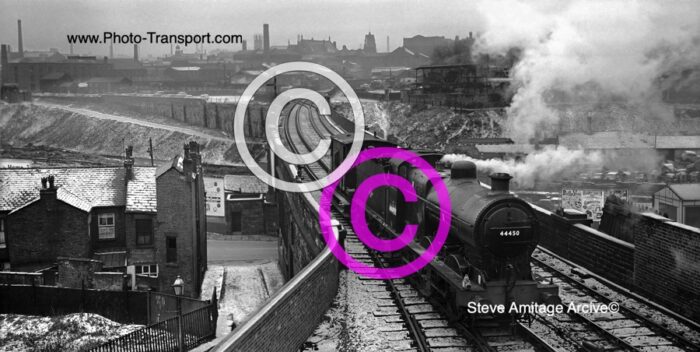 Ex LMS "4F" Class 0-6-0 No.44450 at Croal Viaduct,Bolton,Lancashire on 1.1.1963.