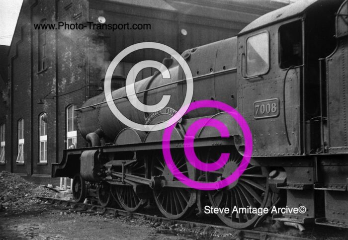 Ex Great Western Railway designed "Castle" Class 4-6-0 No.7008 "Swansea Castle" at Old Oak Common MPD early 1964