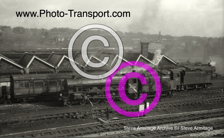 Ex-LMS "Jubilee" Class 4-6-0 No.45562 "Alberta" and Ex-LMS "8F" class 2-8-0 No.48074 at Mirfield MPD on Wednesday 9th March 1966