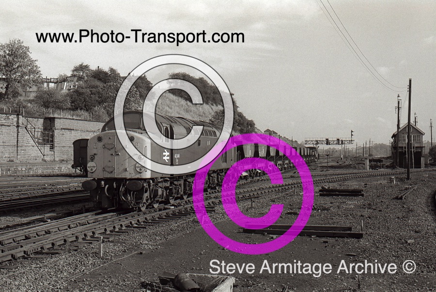 BR Class "40" No.40446 at Wakefield, Kirkgate (east end) with a hopper train Date unknown.