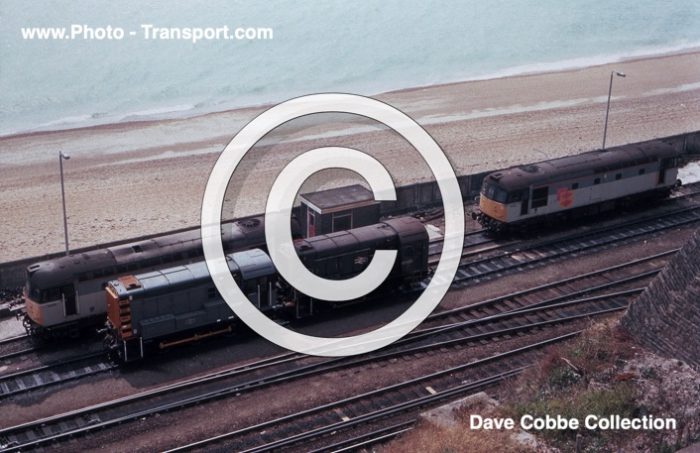 View of 4 locos at Dover Yard - Diesel Shunter No 08 649 and 09 022 and Class 33’s No 33203 and 33205 