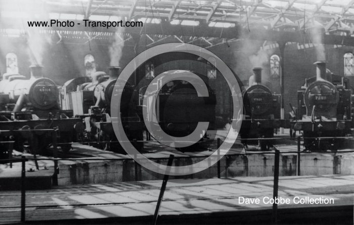 40114,41207,7345,47427 and 7229  In the roundhouse at Kentish Town MPD