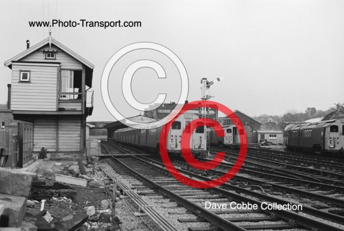 Scene at Ryde St Johns Station showing Ex LT tube stock