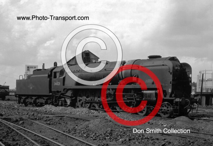 West Country rebuilt 4-6-2 No.34021 Dartmoor at Nine Elms Shed,London