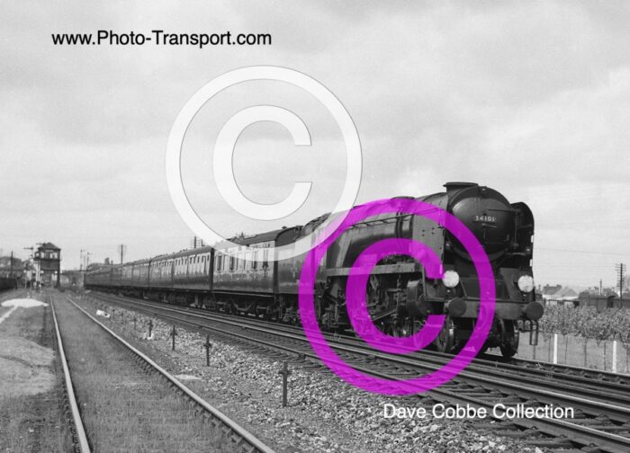 West Country Rebuilt 4-6-2 No.34101 Hartland Nr.Lenham with 14.50pm Folkestone Harbour - Victoria express - 7.5.1961
