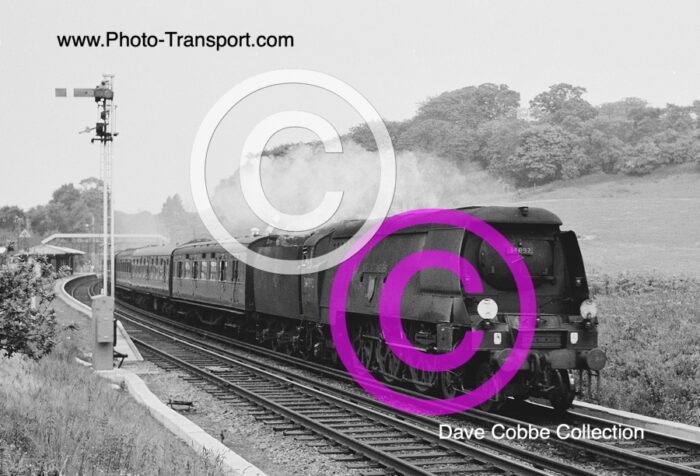 West Country Unrebuilt 4-6-2 No.34092 City of Wells passing Sandling on 08.42am Victoria-Folkestone Harbour express - 4.6.1961
