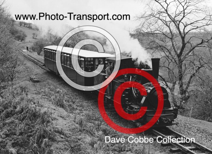 Brecon Mountain Railway  0-6-2 Well Tank with Tender  - Graf Schwerin - Nice shot with loco and  2 coaches somewhere on the line  - unknown location -  31.10.1982
