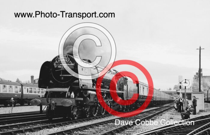 LMS Princess Coronation Class 4-6-2 No.46229 Duchess of Hamilton on The Welsh Marches Express runs past at Hereford Station - 31.10.1982