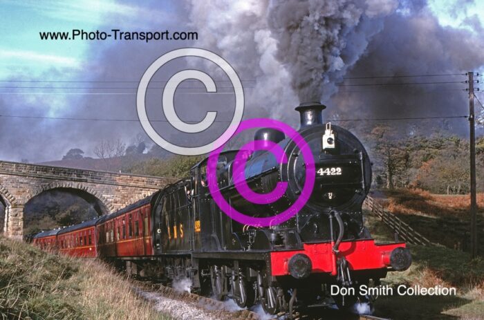 LMS Fowler 4F Class 0-6-0 No.4422  Climbing past Darnholm (North Yorkshire Moors Railway - NYMR) with plenty smoke - 31.10.1992  Preserved at Churnet Valley Railway