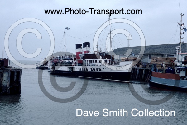 P.S.Waverley - Preserved Paddle Steamer - Passenger Ship - Docked at Whistable with Kingswear Castle at the rear- 1985 - IMO 5386954